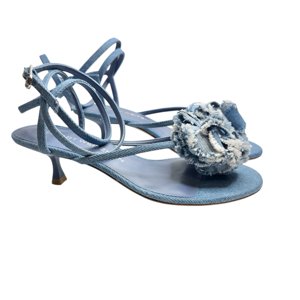 Stuart Weitzman Women’s Belize Blue Denim Strappy Sandals. Size 6.5